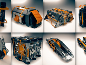 mega alien structures - 100 models kitbash set Model 3D