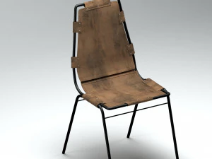 sedia in pelle vintage francese Modello 3D