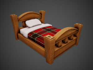stylized bed - tutorial included 3D-Modell