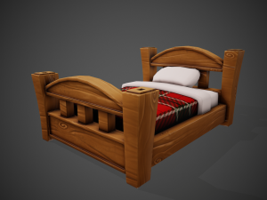 stylized bed - tutorial included Modelo 3D