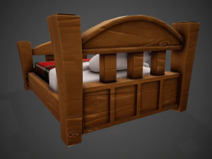 стилізоване ліжко - посібник включено 3D Модель