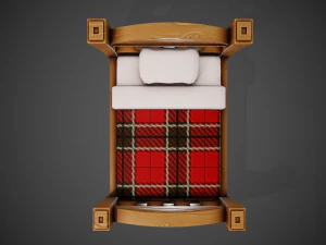 стилізоване ліжко - посібник включено 3D Модель