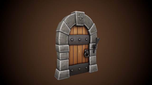 stylized castle door - tutorial included Modelo 3D .c4d .max .obj .3ds .fbx .stl .blend 
