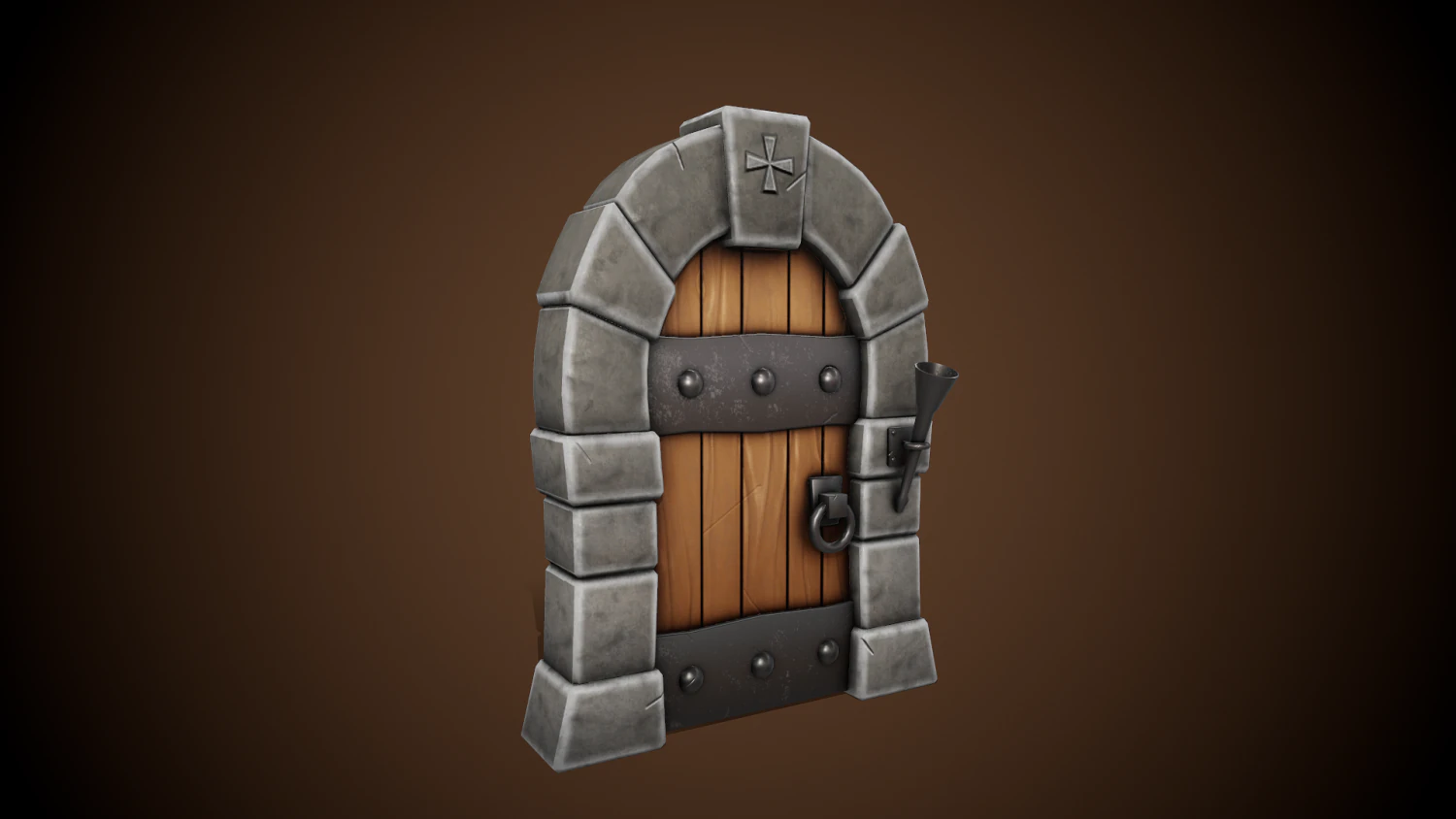 stylized castle door - tutorial included 3D Model .c4d .max .obj .3ds .fbx .stl .blend