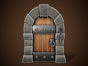 stylized castle door - tutorial included Modelo 3D