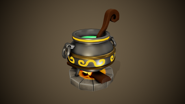 stylized cauldron - tutorial included 3D-Modell .c4d .max .obj .3ds .fbx .stl .blend 
