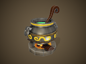 stylized cauldron - tutorial included 3D-Modell