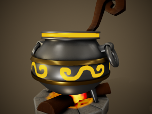 stylized cauldron - tutorial included 3D-Modell