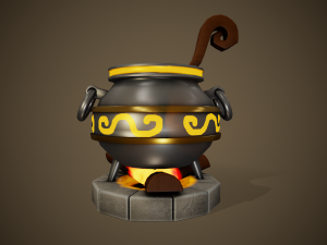 stylized cauldron - tutorial included 3D-Modell