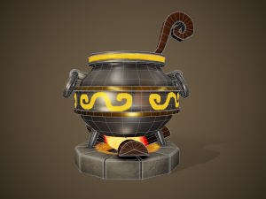 stylized cauldron - tutorial included 3D-Modell