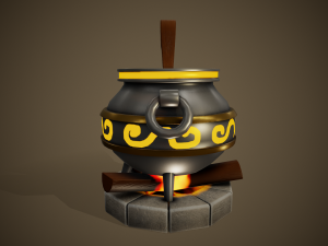 stylized cauldron - tutorial included 3D-Modell