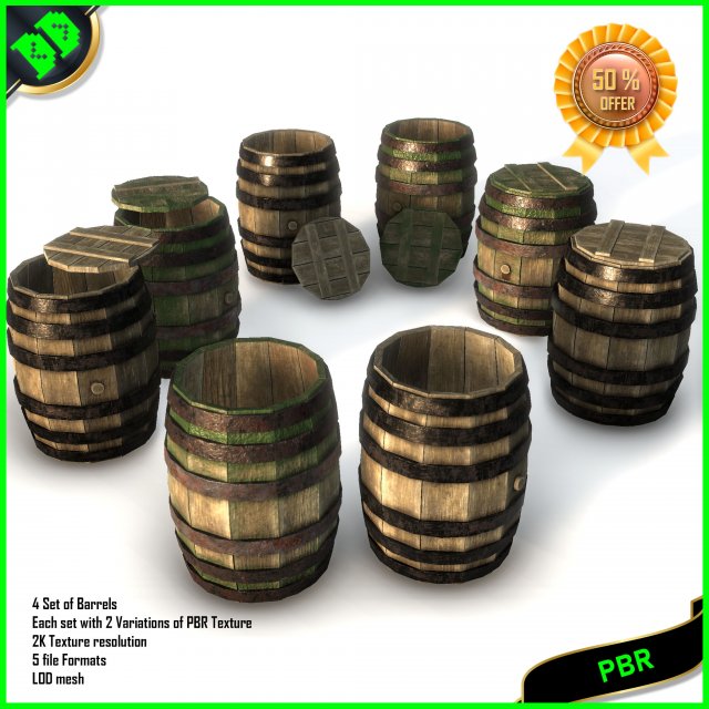 barrel pbr 3Dモデル .c4d .max .obj .3ds .fbx .stl .blend 