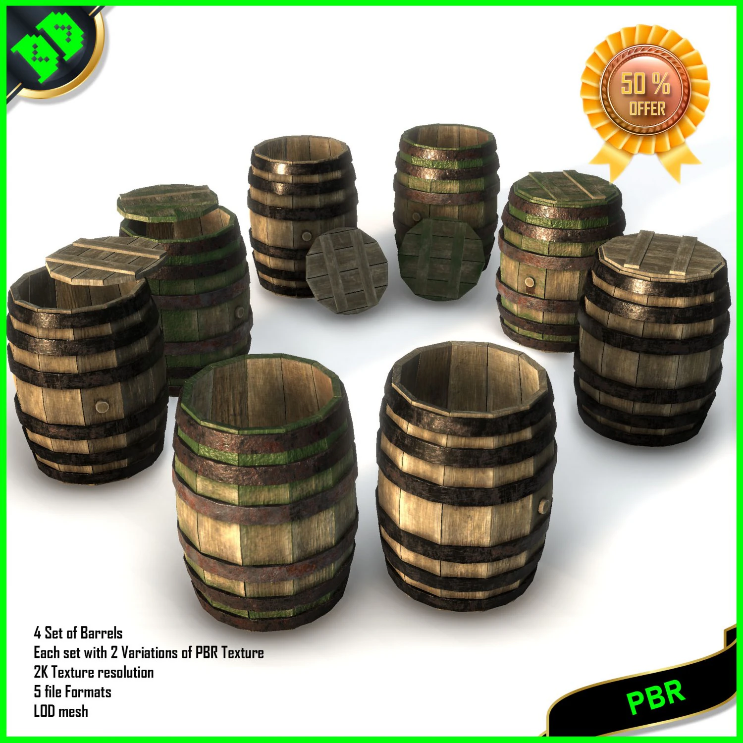 barrel pbr 3D Model .c4d .max .obj .3ds .fbx .stl .blend 
