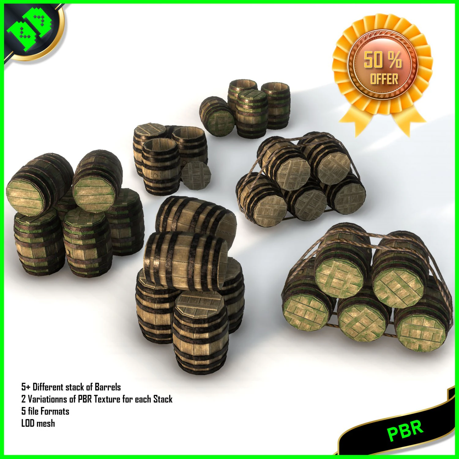 バレルスタック 3Dモデル .c4d .max .obj .3ds .fbx .stl .blend 