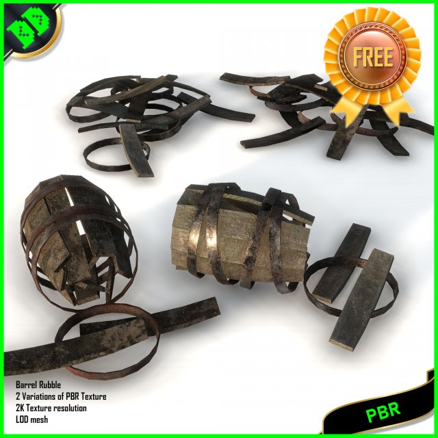 barrel rubble 3D 모델 .c4d .max .obj .3ds .fbx .stl .blend 
