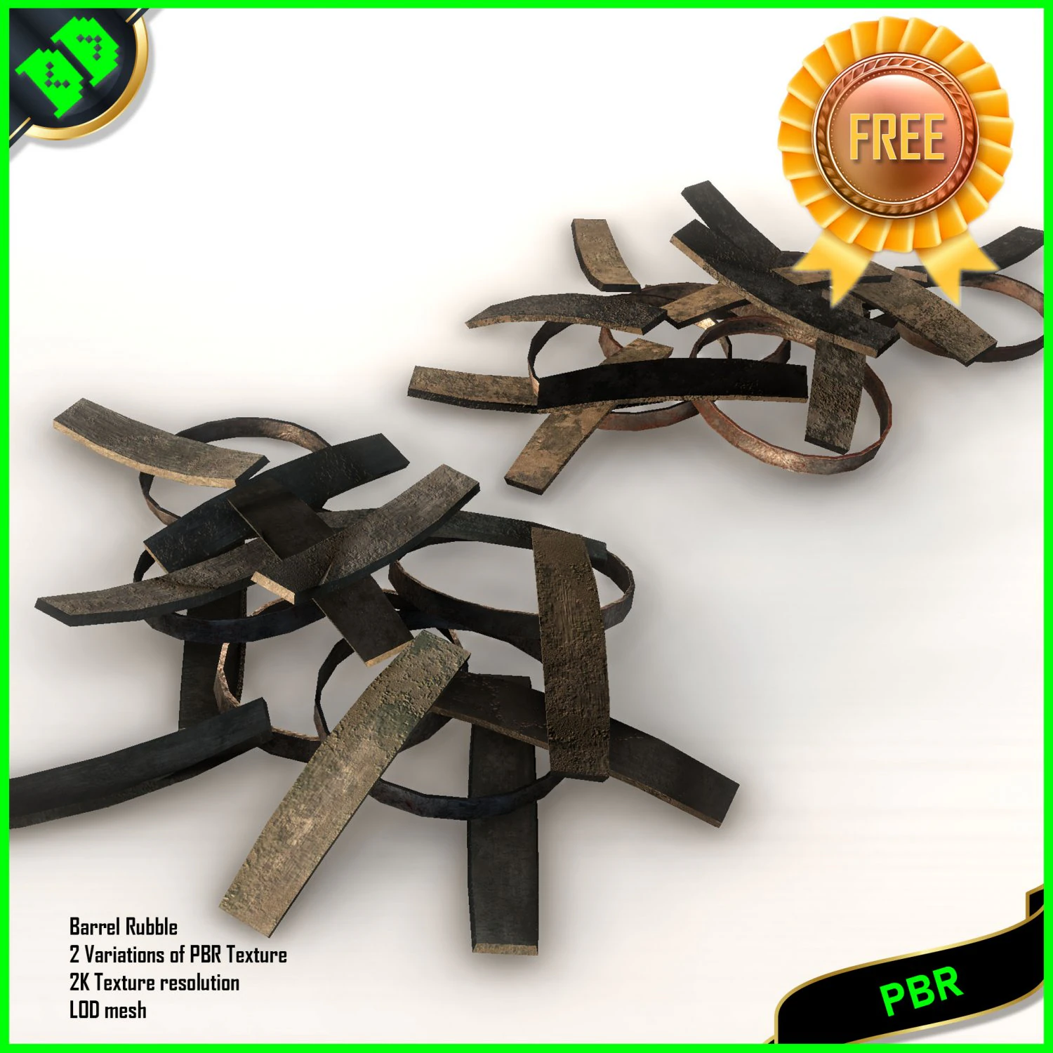 barrel broken 3D Model .c4d .max .obj .3ds .fbx .stl .blend 