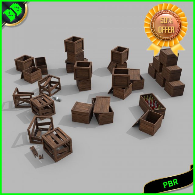 crates with lod 3Dモデル .c4d .max .obj .3ds .fbx .stl .blend 
