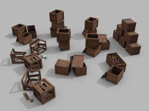 crates pack 3D Model