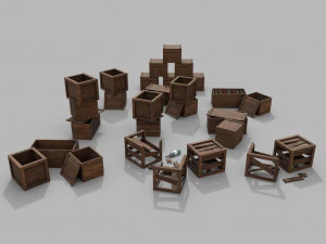 crates pack 3D Model