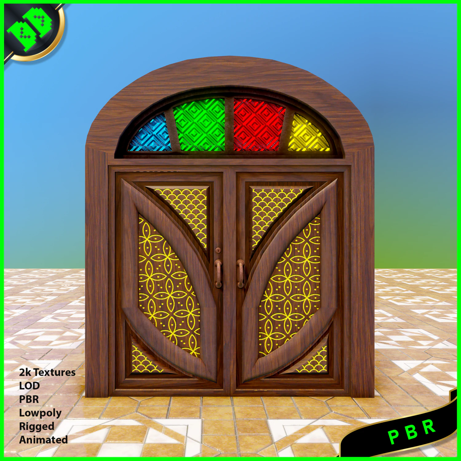 double door 3D Model .c4d .max .obj .3ds .fbx .stl .blend 