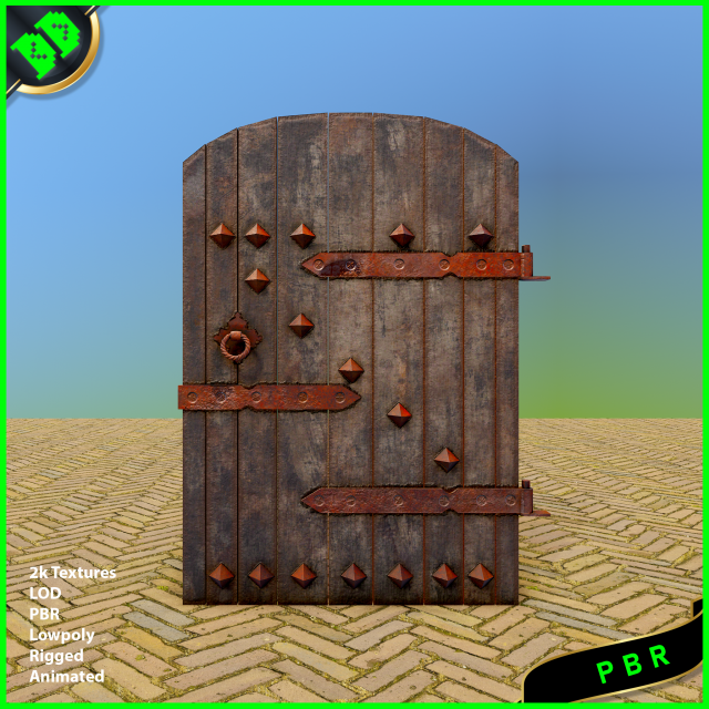 old wooden door 3D-Modell .c4d .max .obj .3ds .fbx .stl .blend 