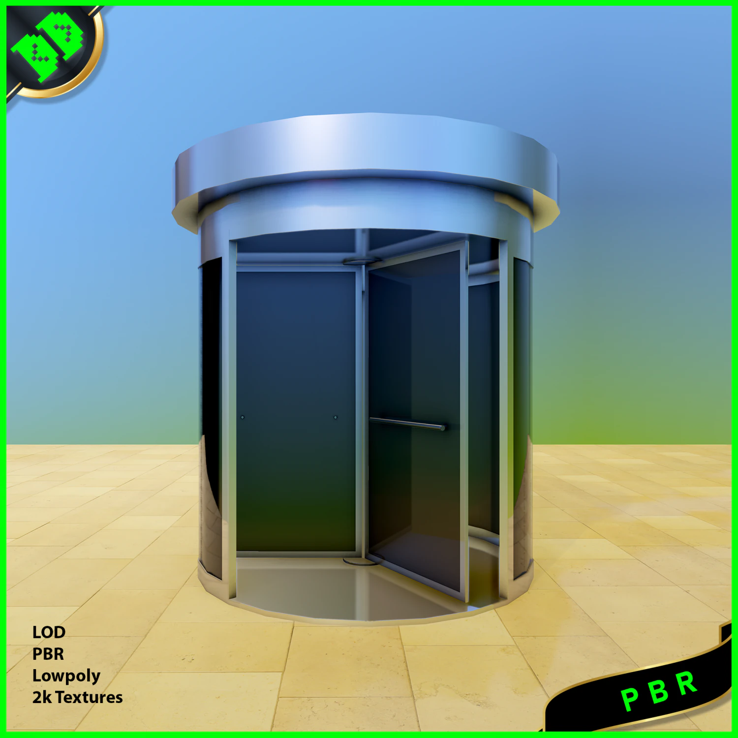 revolving door 3D Model .c4d .max .obj .3ds .fbx .stl .blend 