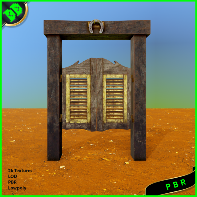 saloon door 3D Модель .c4d .max .obj .3ds .fbx .stl .blend 