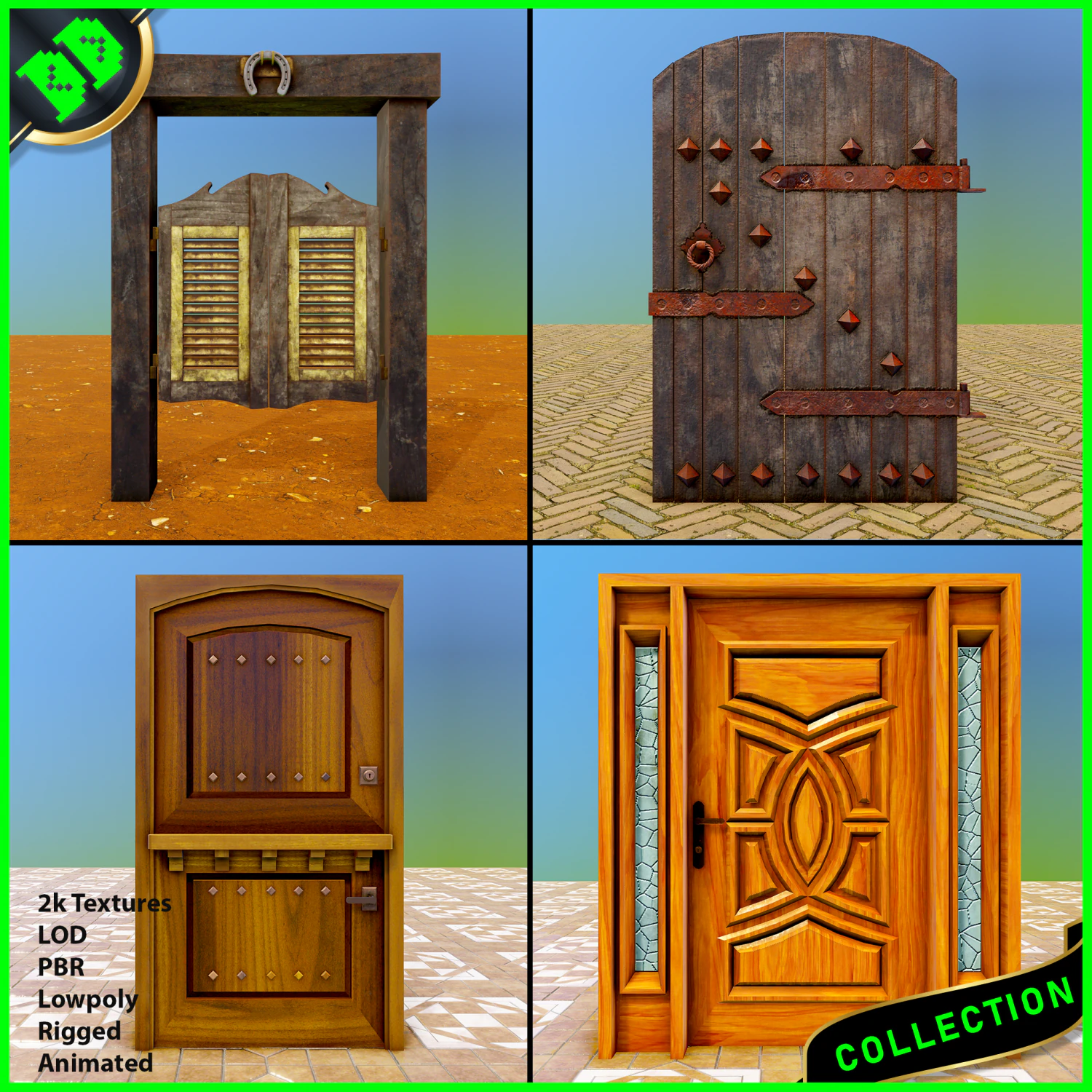 door pack - 1 3D Model .c4d .max .obj .3ds .fbx .stl .blend 