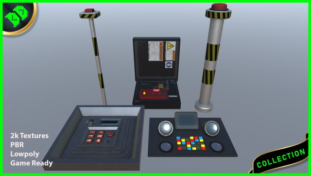 sci fi buttons levers and gears vol 1 Modelo 3D .c4d .max .obj .3ds .fbx .stl .blend 