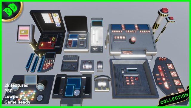 sci fi buttons levers and gear ultimate pack 3D 모델 .c4d .max .obj .3ds .fbx .stl .blend 