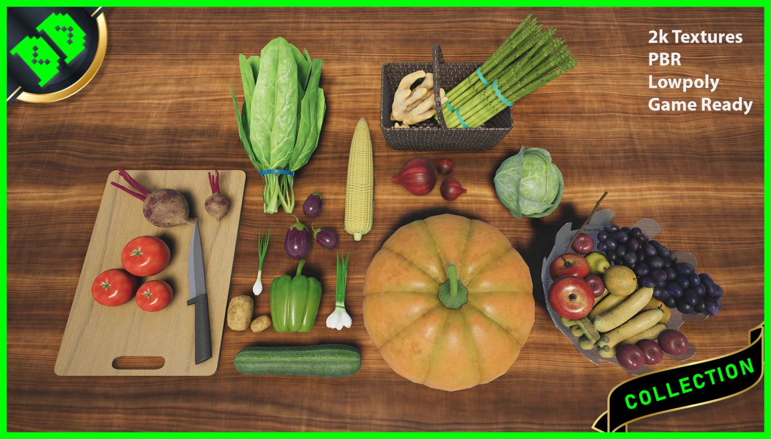 fruits and vegetables 3D Model .c4d .max .obj .3ds .fbx .stl .blend 