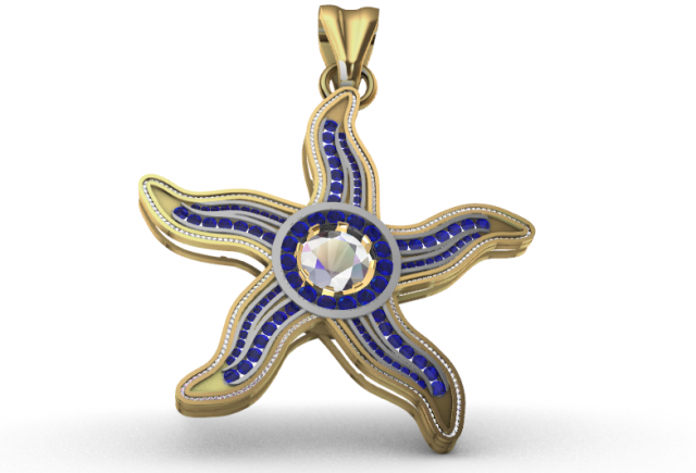 starfish pendant 3D Модель .c4d .max .obj .3ds .fbx .stl .blend 