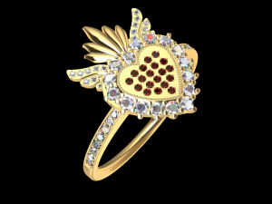 heart and skull ring 3D Print Model