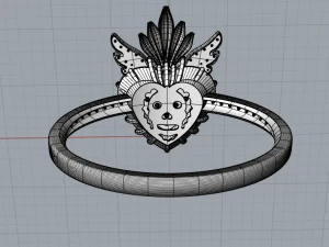 heart and skull ring 3D Print Model