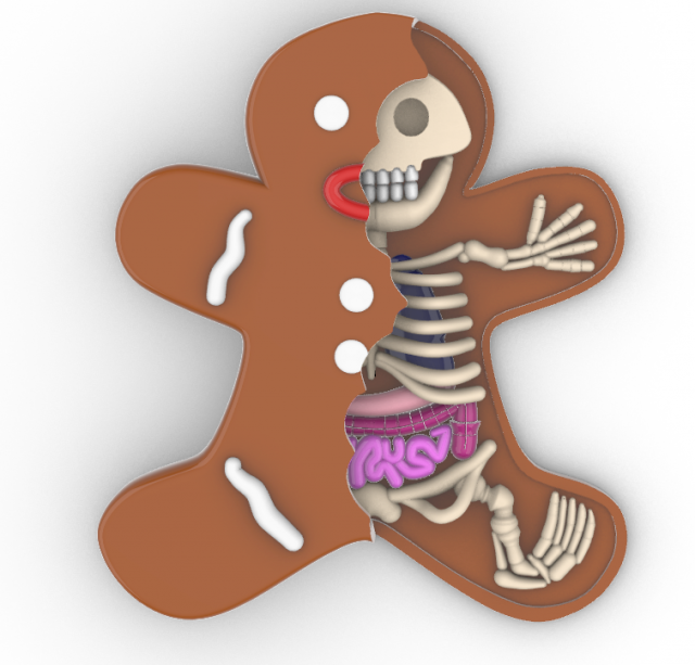 gingerbread man skull Modèles 3D en vedette .c4d .max .obj .3ds .fbx .stl .blend 