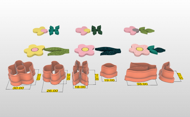 polymer clay cutter in the shape of flowering plants 3D Print Model .c4d .max .obj .3ds .fbx .stl .blend 