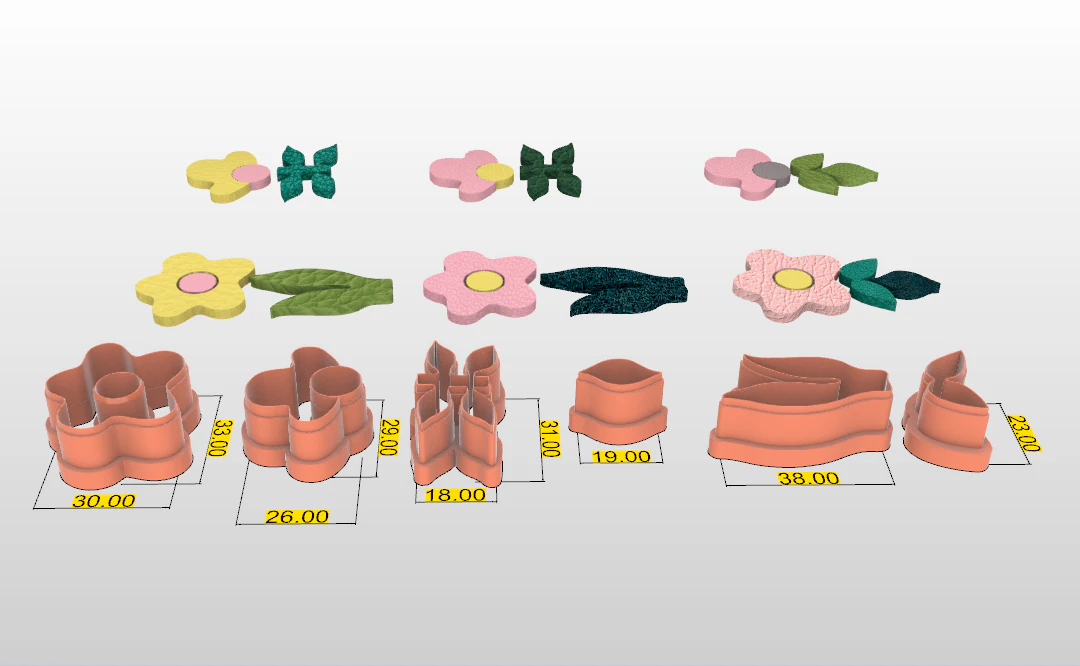polymer clay cutter in the shape of flowering plants 3D Print Model .c4d .max .obj .3ds .fbx .stl .blend 