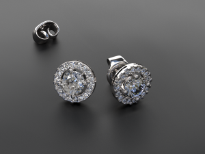 saturn stud earrings 18 accents 3D-printmodel