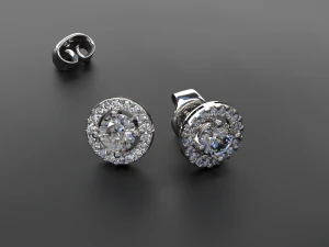 серьги-гвоздики Сатурн 18 акцентов 3D Принт Модель