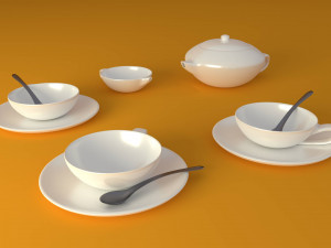 simple tea set 3D 모델