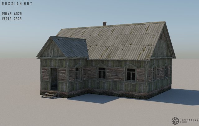 low-poly russian village hut 3D मॉडल .c4d .max .obj .3ds .fbx .stl .blend 