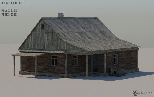 low-poly russian village hut 2 Modelo 3D .c4d .max .obj .3ds .fbx .stl .blend