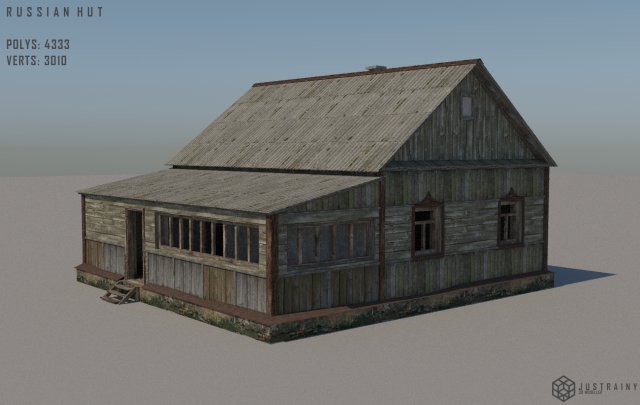 low-poly russian village hut 4 3D मॉडल .c4d .max .obj .3ds .fbx .stl .blend 