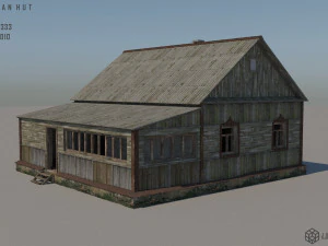 low-poly russian village hut 4 3D Model