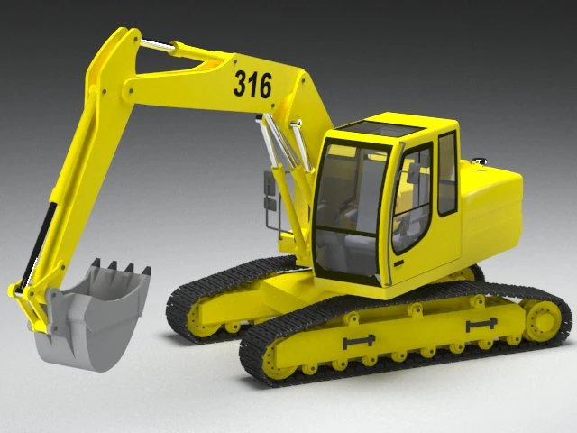 backhoe 3D Model .c4d .max .obj .3ds .fbx .stl .blend