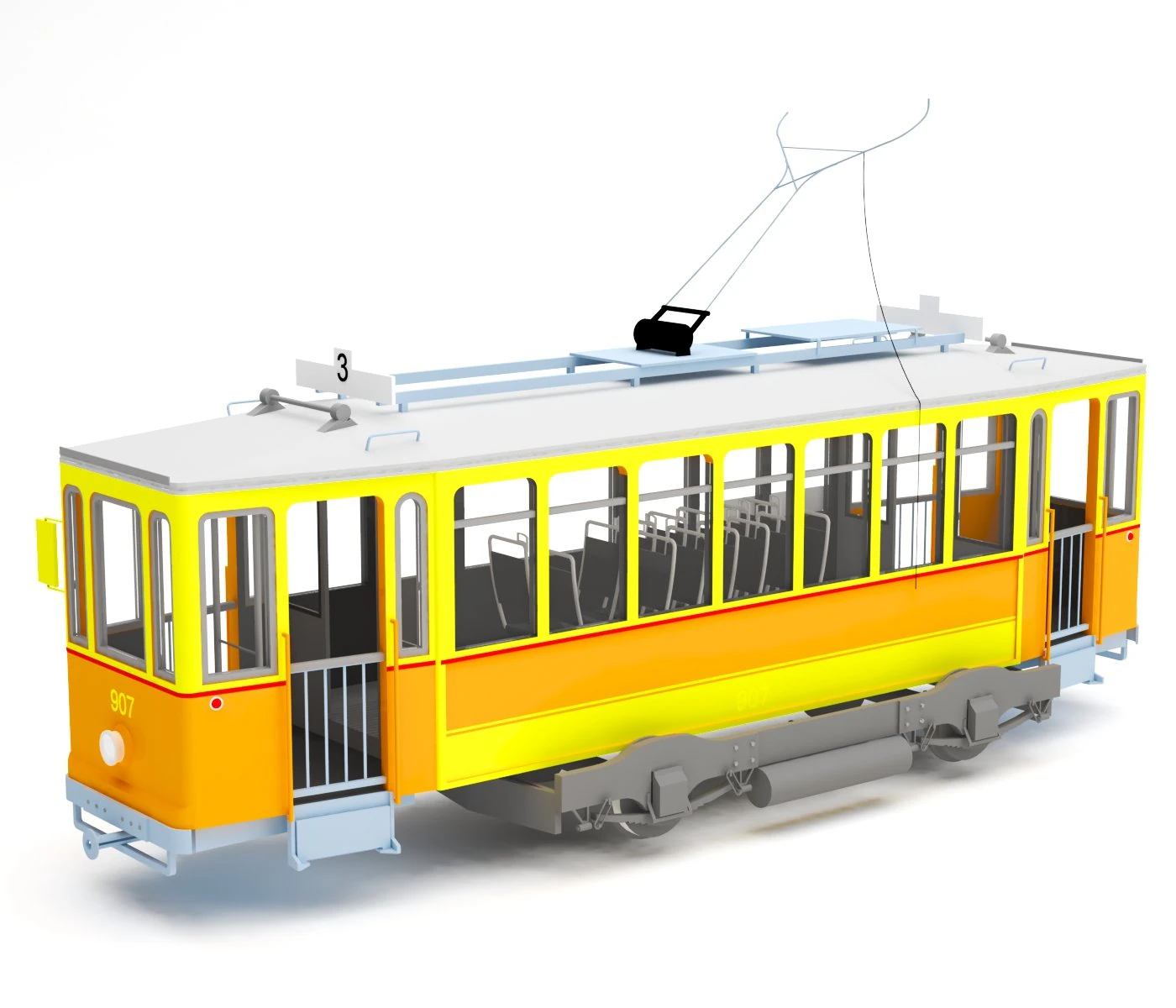 tram 3D Model .c4d .max .obj .3ds .fbx .stl .blend 