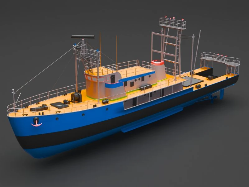 fishing boat 3D Model .c4d .max .obj .3ds .fbx .stl .blend 