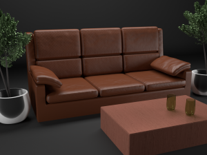 sofa leather realistic 3d Modello 3D