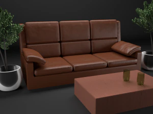 sofa leather realistic 3d 3D Model