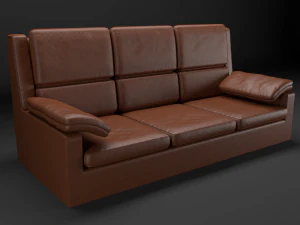 sof&aacute; de couro realista 3d Modelo 3D